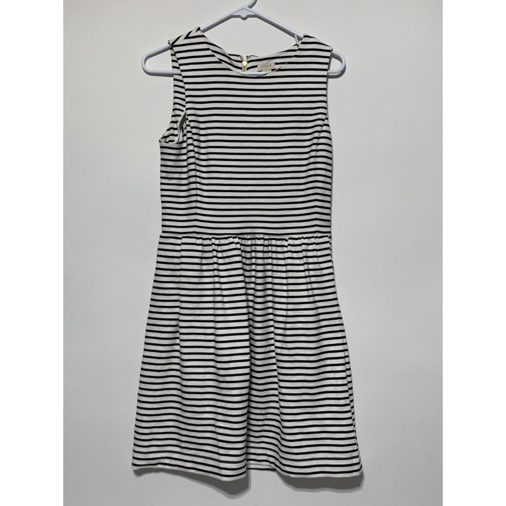 J. Crew Women Size S Daybreak Black White Striped Dress C4098